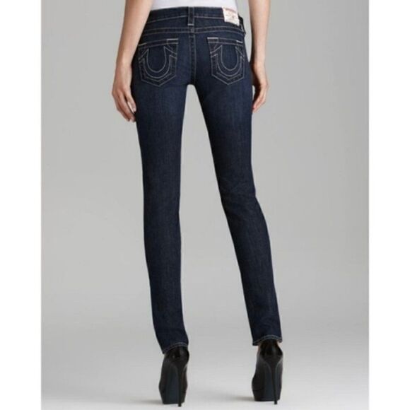 True Religion Stella Dark Wash Skinny Jeans Size 27 - Picture 1 of 12